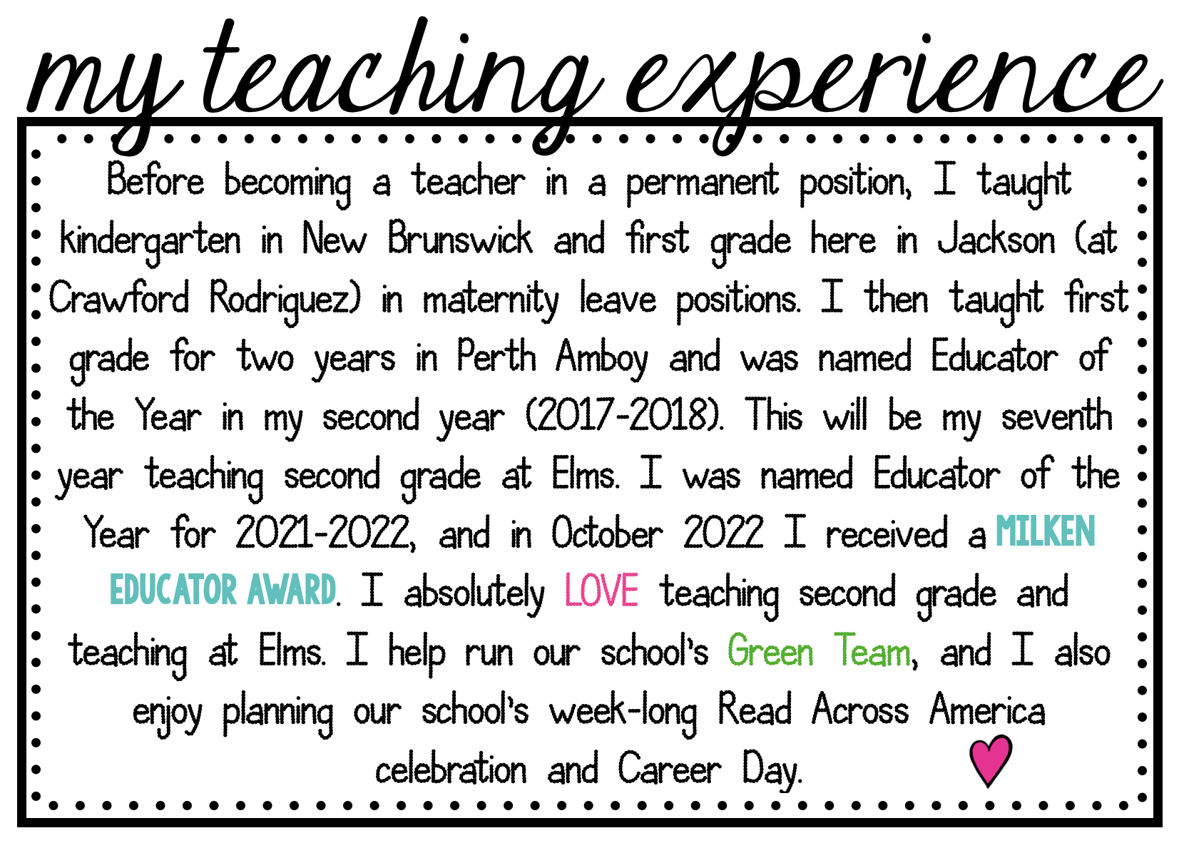 My Teaching Experience